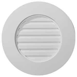 20 in. x 20 in. Round Primed Polyurethane Paintable Gable Louver Vent Non-Functional