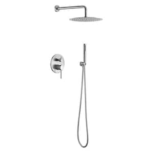 2-Spray Patterns with 2 GPM 10 in. Wall Mount Dual Shower Heads with High Pressure Shower head in Brushed Nickel