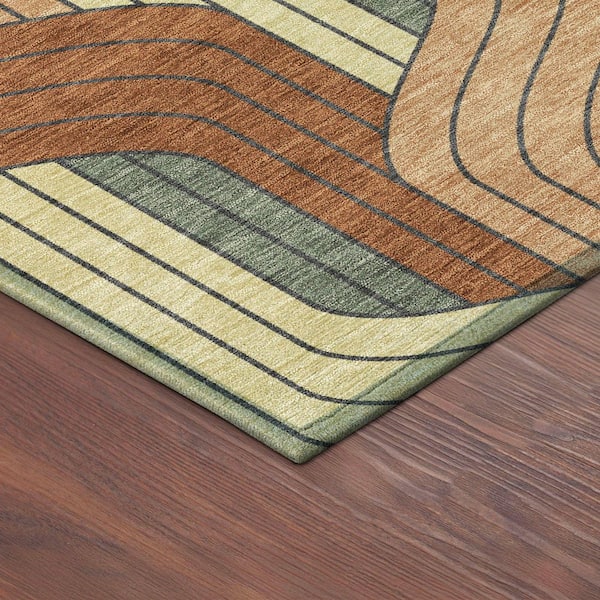 Chantille Machine Washable Indoor/Outdoor Abstract ACN2422 Paprika 2 ft. x 3 ft. Accent Rug