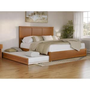 Felicity Light Toffee Natural Bronze Solid Wood Frame King Platform Bed Panel Footboard Twin XL Trundle