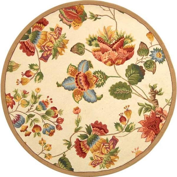 SAFAVIEH Chelsea Ivory 6 ft. x 6 ft. Round Gradient Solid Floral Area Rug