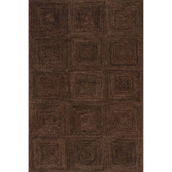 RUGS USA Juniper Tiled Jute Dark Brown 10 ft. x 14 ft. Indoor/Outdoor Patio Rug