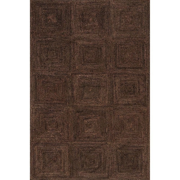 Juniper Tiled Jute Dark Brown 6 ft. x 9 ft. Indoor/Outdoor Patio Rug