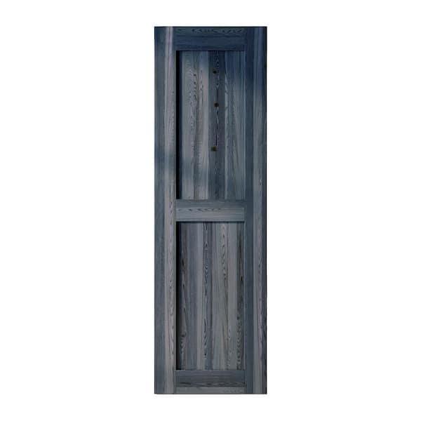 HOMACER 30 in. x 84 in. H-Frame Navy Solid Natural Pine Wood Panel Interior Sliding Barn Door Slab with H-Frame