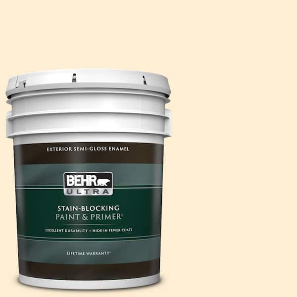 BEHR ULTRA 5 gal. #M270-1 Pearly White Semi-Gloss Enamel Exterior Paint & Primer