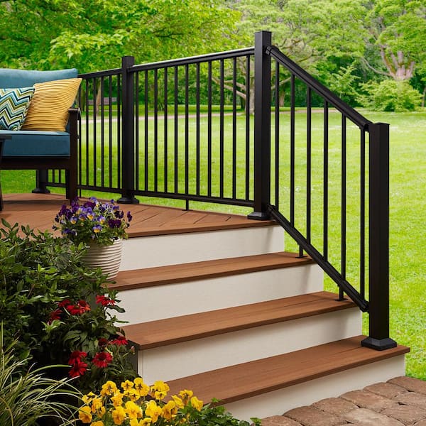 Fiberon CitySide 72 in. x 36 in. Matte Aluminum Railing Kit Line - Black (Includes 1 Crush Block, 15 Balusters