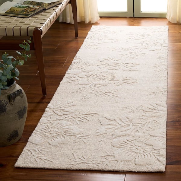 Glamour 2 ft. x 8 ft. Ivory Ornate Floral Runner Rug