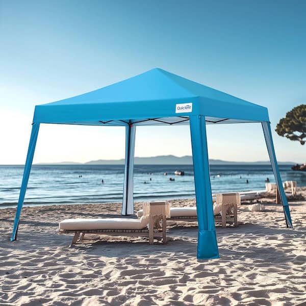 10 ft. x 10 ft. Pop Up Canopy Tent Lightweight, Portable for Beach and Sporting Events with Sun Protection-Blue