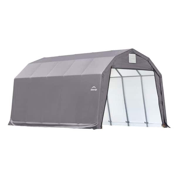 ShelterLogic 12 ft. W x 20 ft. D x 11 ft. H Steel and Polyethylene Garage without Floor in Grey with Corrosion-Resistant Frame