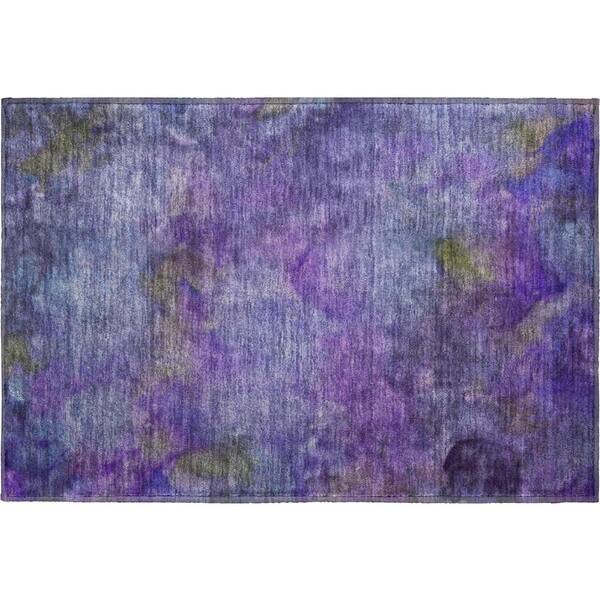 Mayfield Premium Machine Washable Abstract AMF2312 Purple 3 ft. x 4 ft. Area Rug