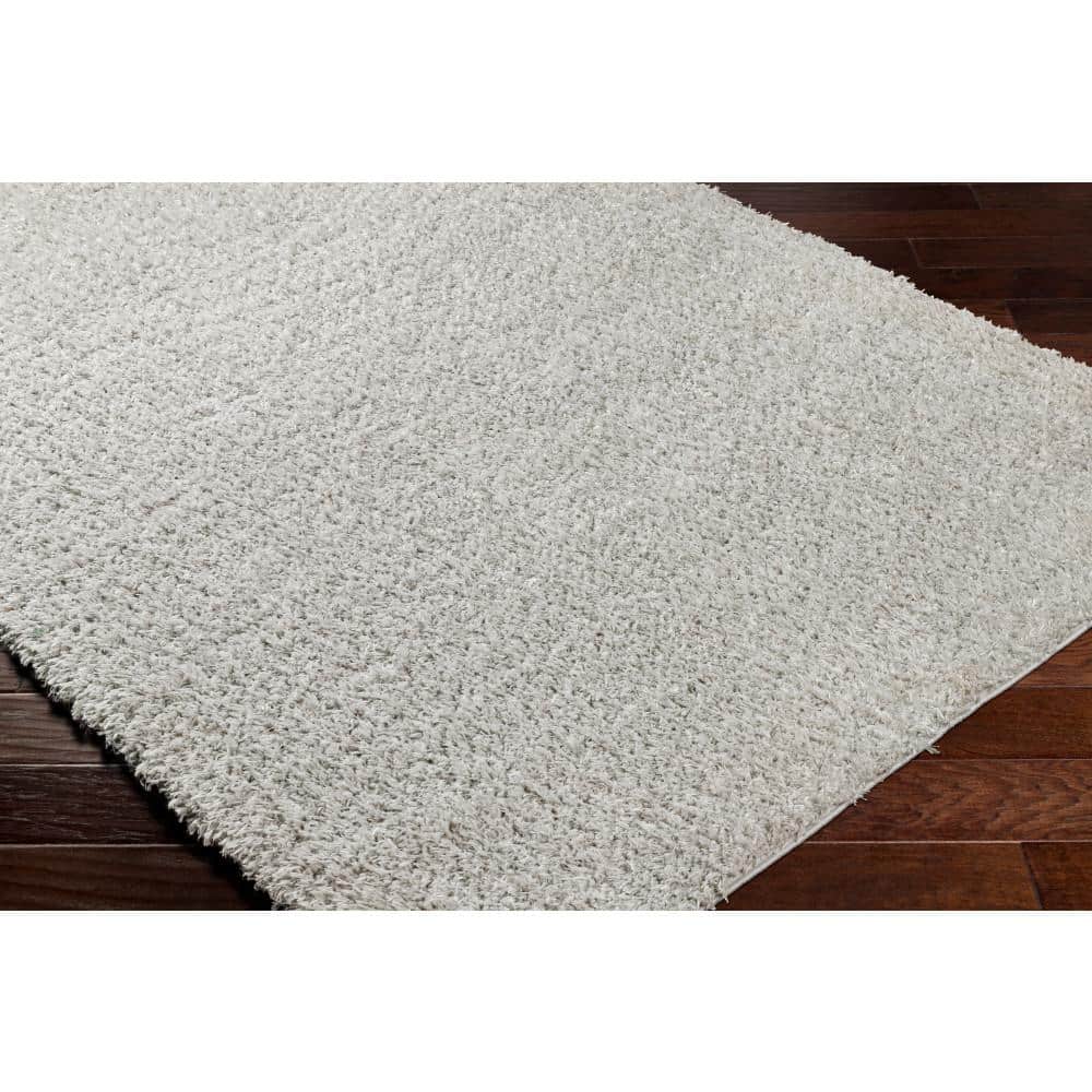 Light Gray Rectangular Shag Area Rug, 7'10" x 10'