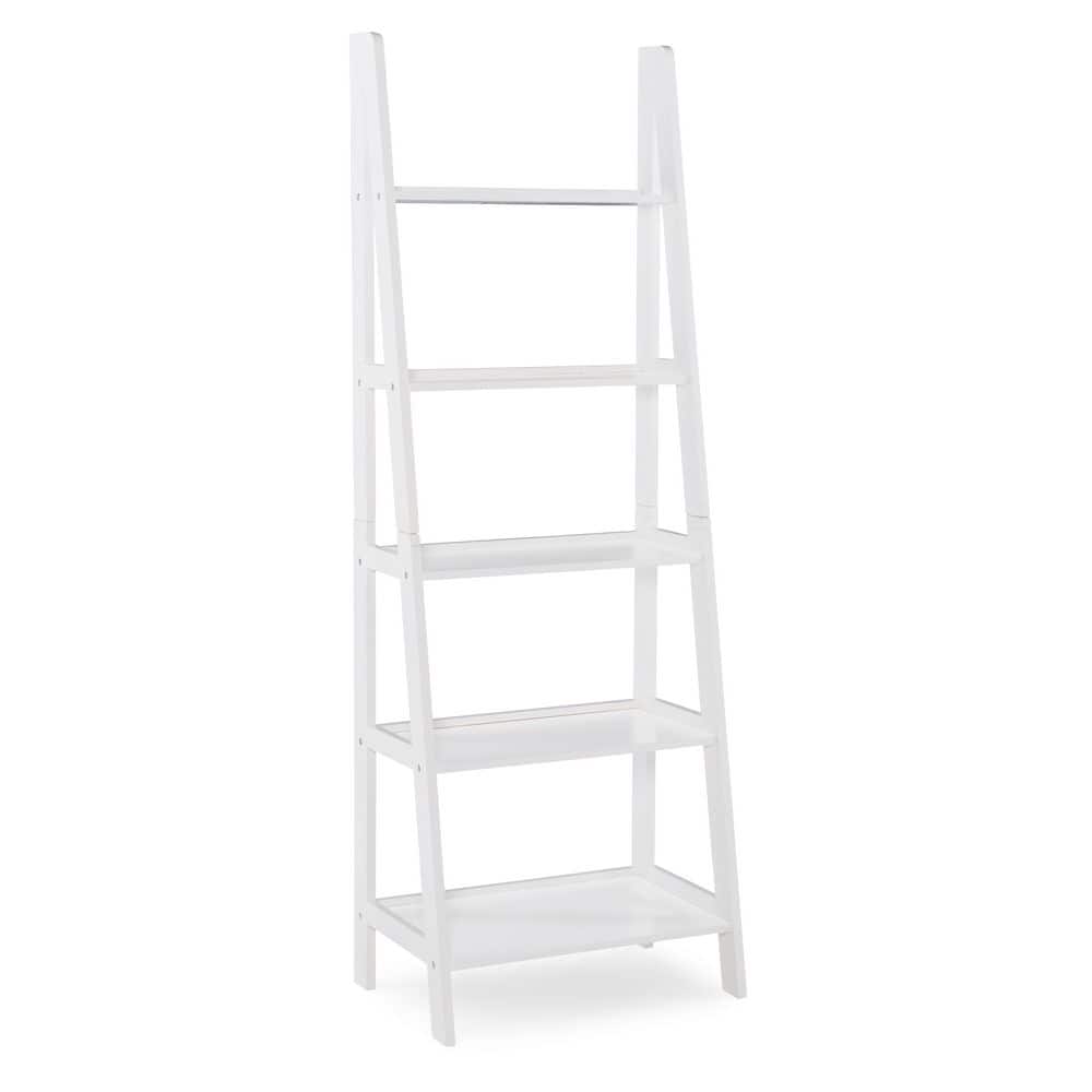 Benson 72 in. Tall White Wood 5-Shelf Ladder Bookcase