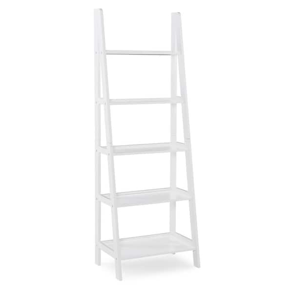 Linon Home Decor Benson 72 in. Tall White Wood 5-Shelf Ladder Bookcase