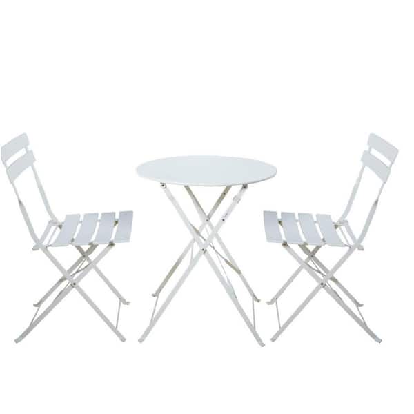 Unbranded 3-Piece Metal Outdoor Bistro Set in White