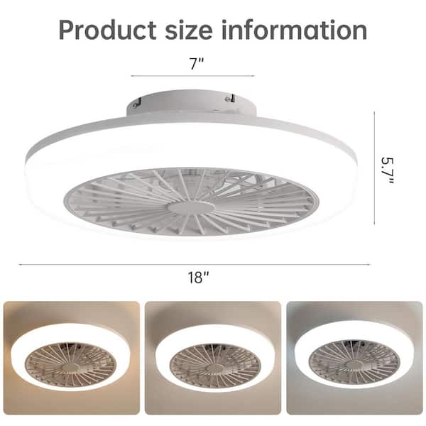 18 in. Indoor White Ceiling Fan with 3-Color LED Lights and Remote Control
