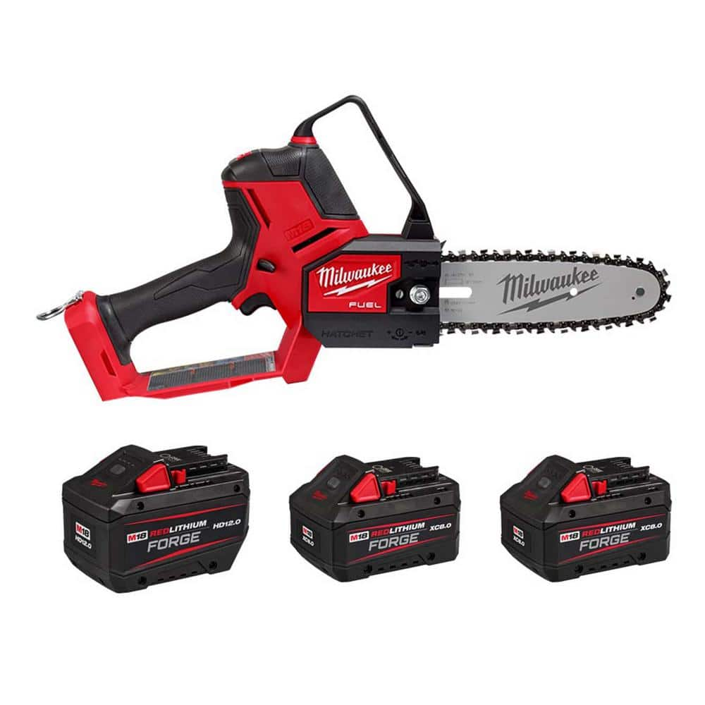 Milwaukee M18 FUEL 18V Lith-Ion Brushless 8 in. HATCHET Pruning Saw (1) M18 FORGE 12.0 Ah Battery, (2) M18 FORGE 8.0 Ah Battery