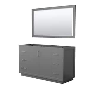 Icon 59.25 in. W x 21.75 in. D x 34.25 in. H Single Bath Vanity Cabinet without Top in Dark Gray with 58" Mirror
