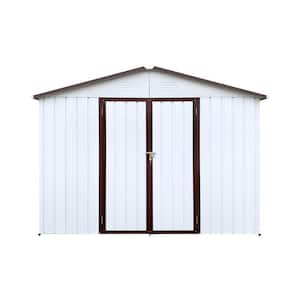 8 ft. W x 10 ft. D Outdoor Metal Shed with Double Door, White (80 sq. ft.)