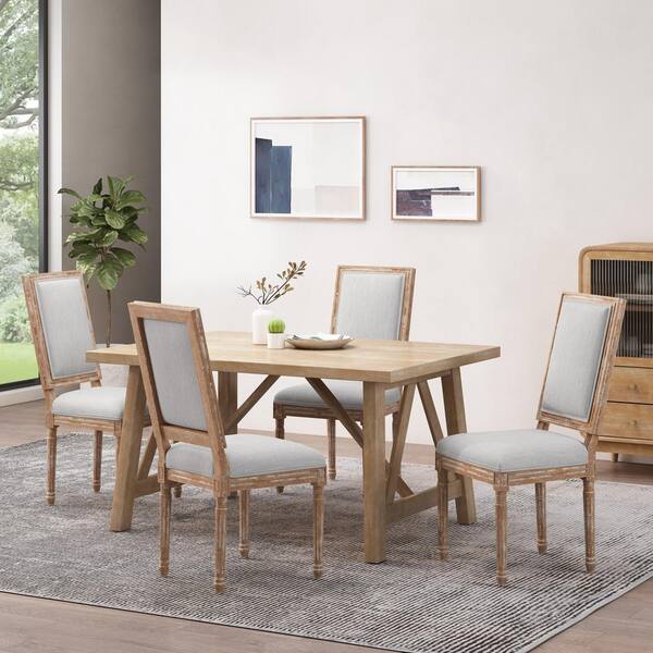 Noble House Robin Light Gray And, Light Oak Dining Chairs Set Of 4