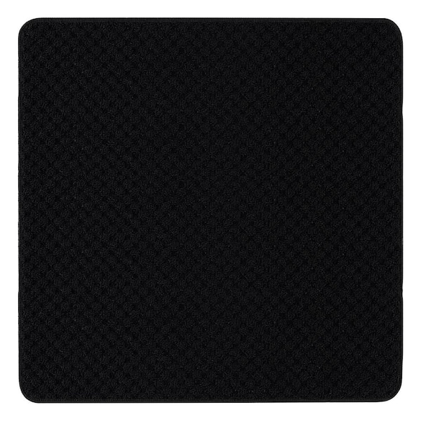 Beverly Rug Waffle Black 31 in. x 31 in. Non-Slip Rubber Back Stair Tread Cover (Landing Mat)