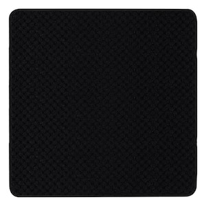 Waffle Black 8.5 in. x 26 in. and 31 in. x 31 in. Solid Border Non-Slip Stair Tread Cover and Landing Mat (Set of 16)