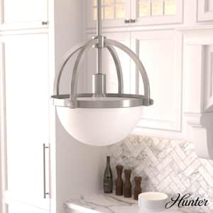 Wedgefield 1-Light Brushed Nickel Island Pendant with Frosted Cased White Glass Shade Kitchen Light