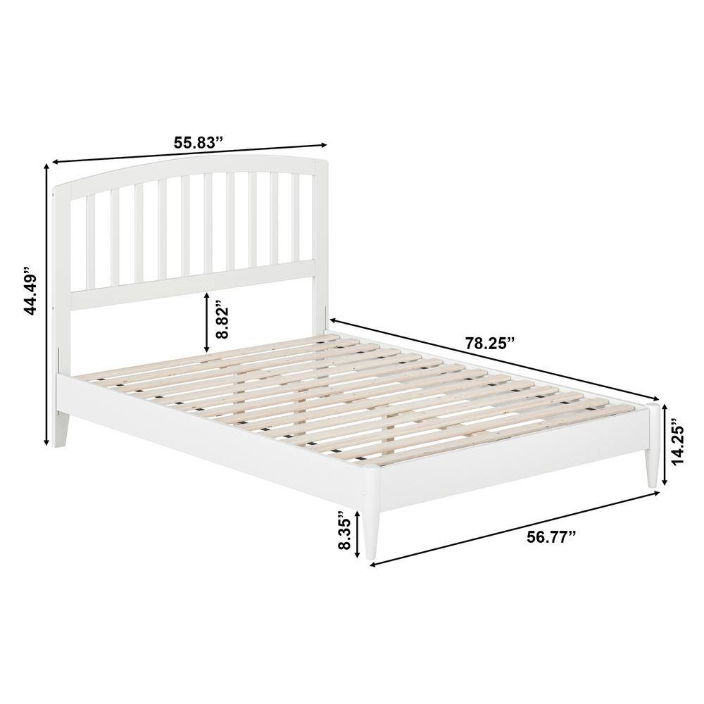 Quincy Full White Solid Wood Low Profile Platform Bed