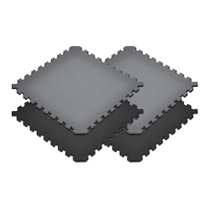 Black/Gray 24 in. x 24 in. x 0.79 in. Foam Interlocking Reversible Floor Mat (4-Pack)