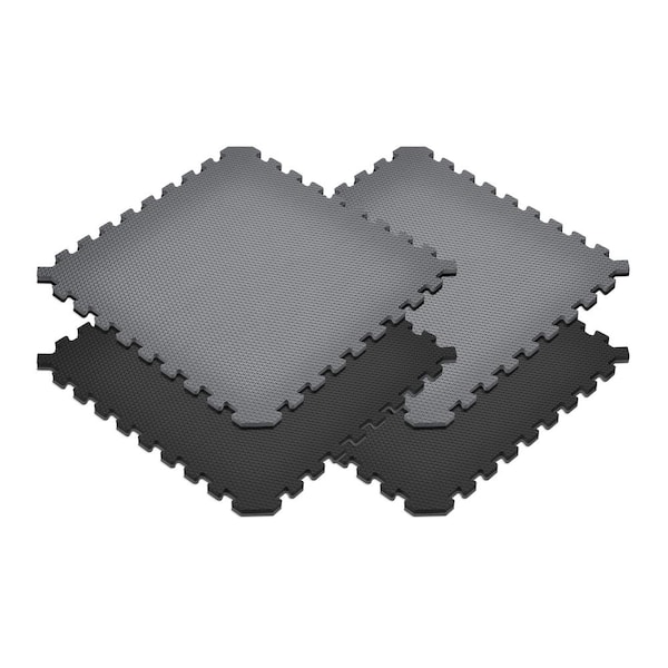 Norsk Gray/Black 24 in. x 24 in. EVA Foam Truly Reversible Sport MMA Interlocking Tile (12-Tile)