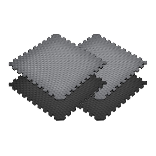 Norsk Gray/Black 24 in. x 24 in. EVA Foam Truly Reversible Sport MMA Interlocking Tile (36-Tile)