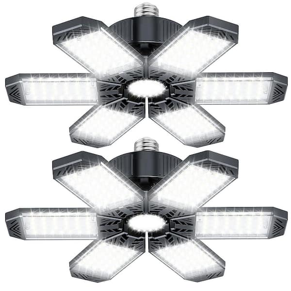 110-Volt 20000 Lumens 200-Watt Garage Work Light, 6500K with 6+1 Adjustable Panel, Screw in E26/E27 Bulb Socket