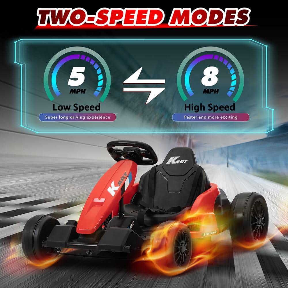 Red 24V Electric Go-Kart with Helmet and Pads Set