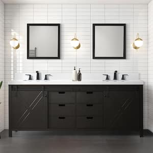 Marsyas 84 in W x 22 in D Brown Double Bath Vanity, Cultured Marble Countertop and 34 in Mirrors