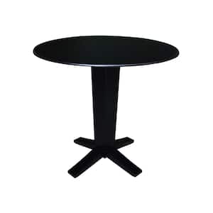 Aria Black Solid Wood 42 in Drop-leaf Counter Height Pedestal Dining Table Seats 4