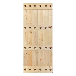 Mid-Century Style 38 in. x 84 in. Unfinished DIY Knotty Pine Wood Sliding Barn Door Slab