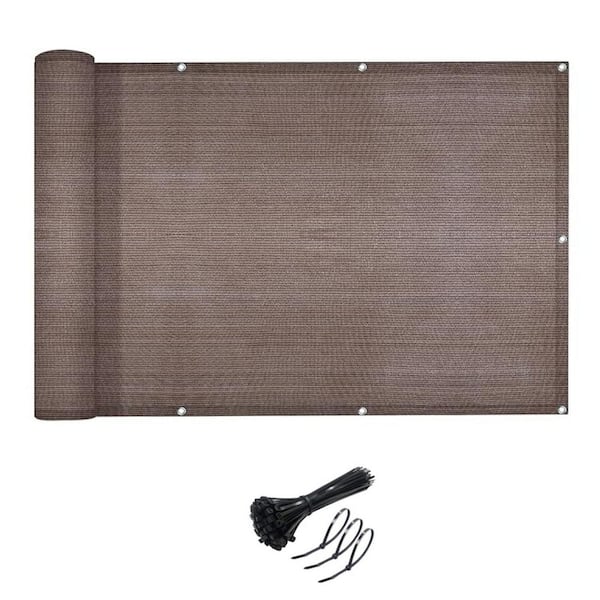 Unbranded 3 ft. x 20 ft. Polyethylene Balcony Privacy Screen Cover Fence, Brown