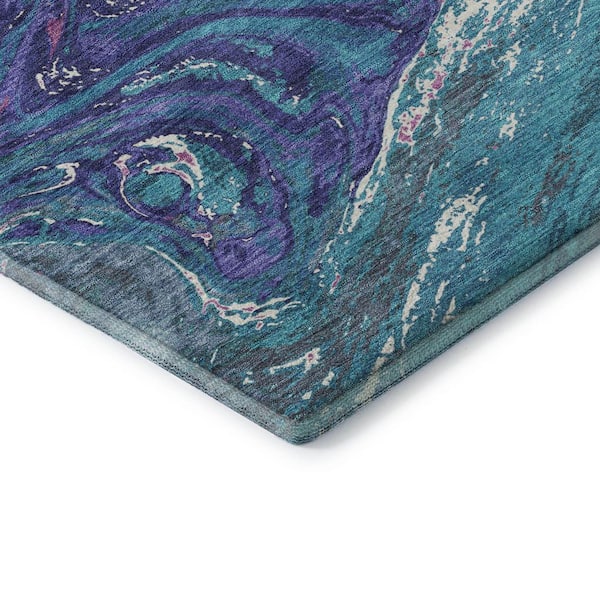 Mayfield Premium Machine Washable Abstract AMF1061 Teal 5 ft. x 7 ft. 6 in. Area Rug