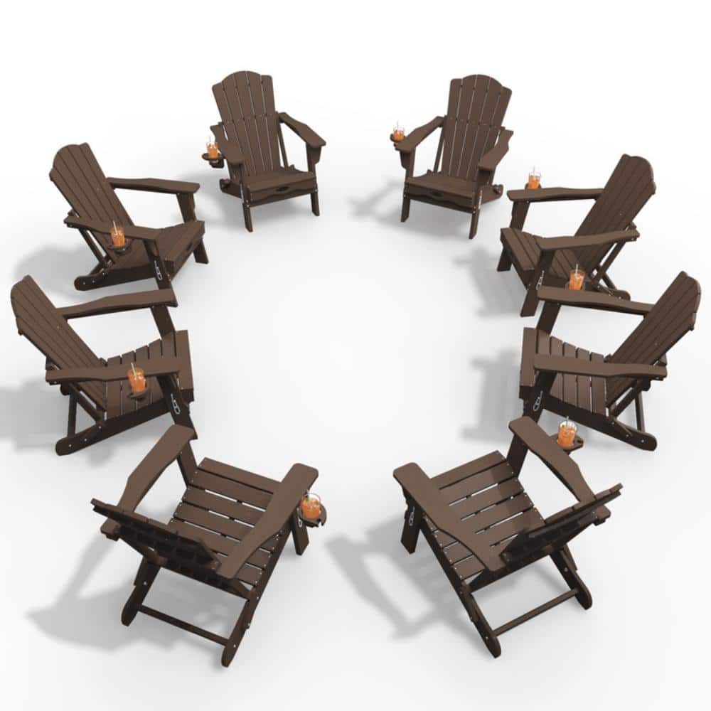 Brown HDPE Outdoor Folding Adirondack Chair with Cup Holder (Set of 8) price history on PriceWatchPro