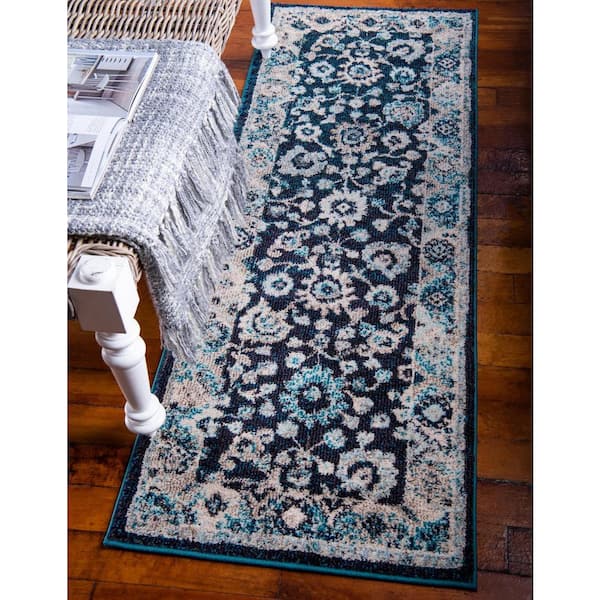 Penrose Krystle Navy Blue 2 ft. 2 in. x 6 ft. Runner Rug