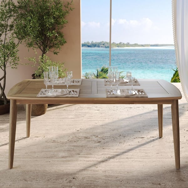 Arvin Light Brown Rectangle Solid Wood Outdoor Patio Dining Table