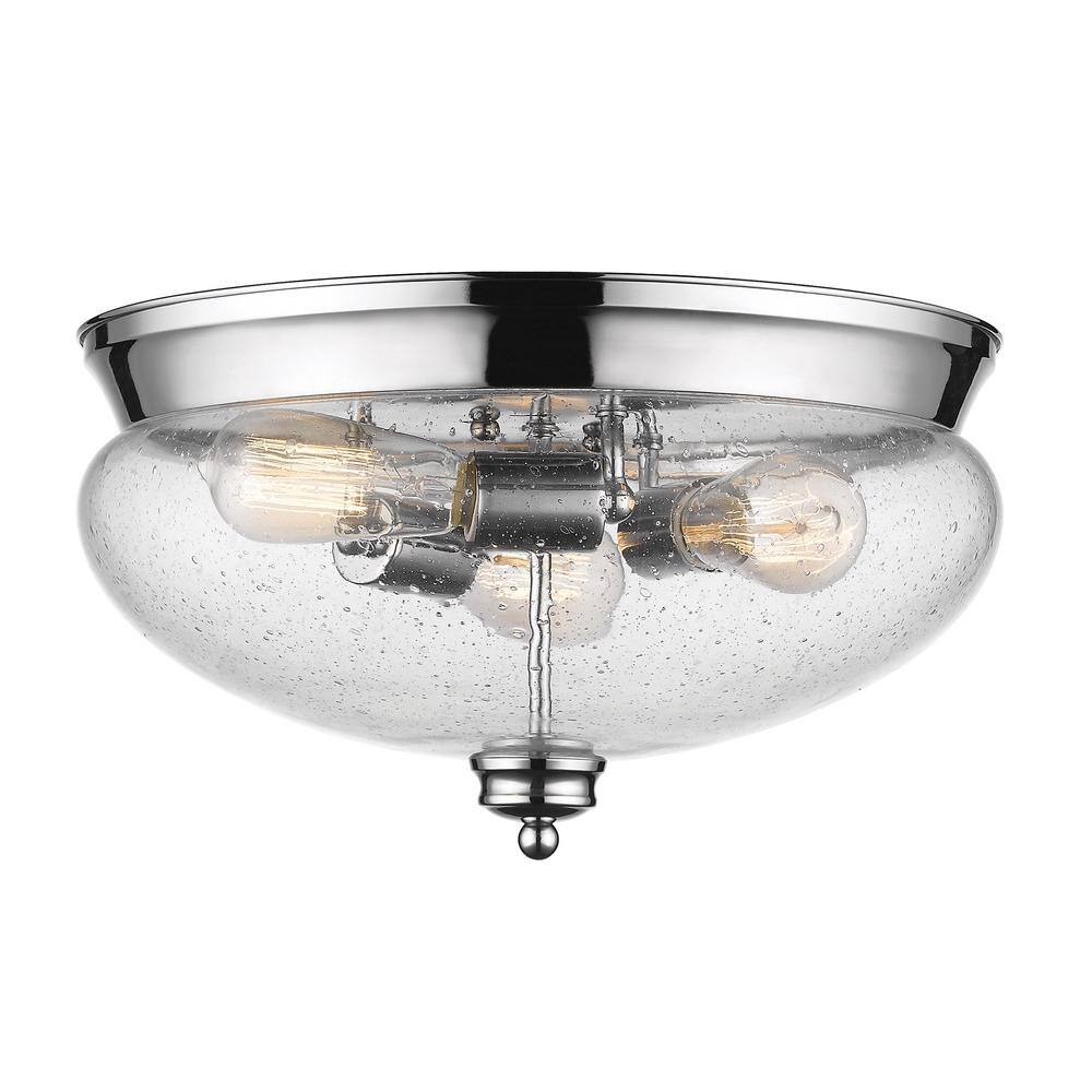 Amon 15" Chrome Glass Bowl Flush Mount Light