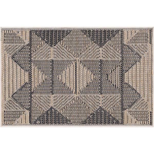 Bailey Black 2 ft. x 3 ft. Transitional Geometric Flat Weave Polypropylene Rectangle Indoor/Outdoor Area Rug