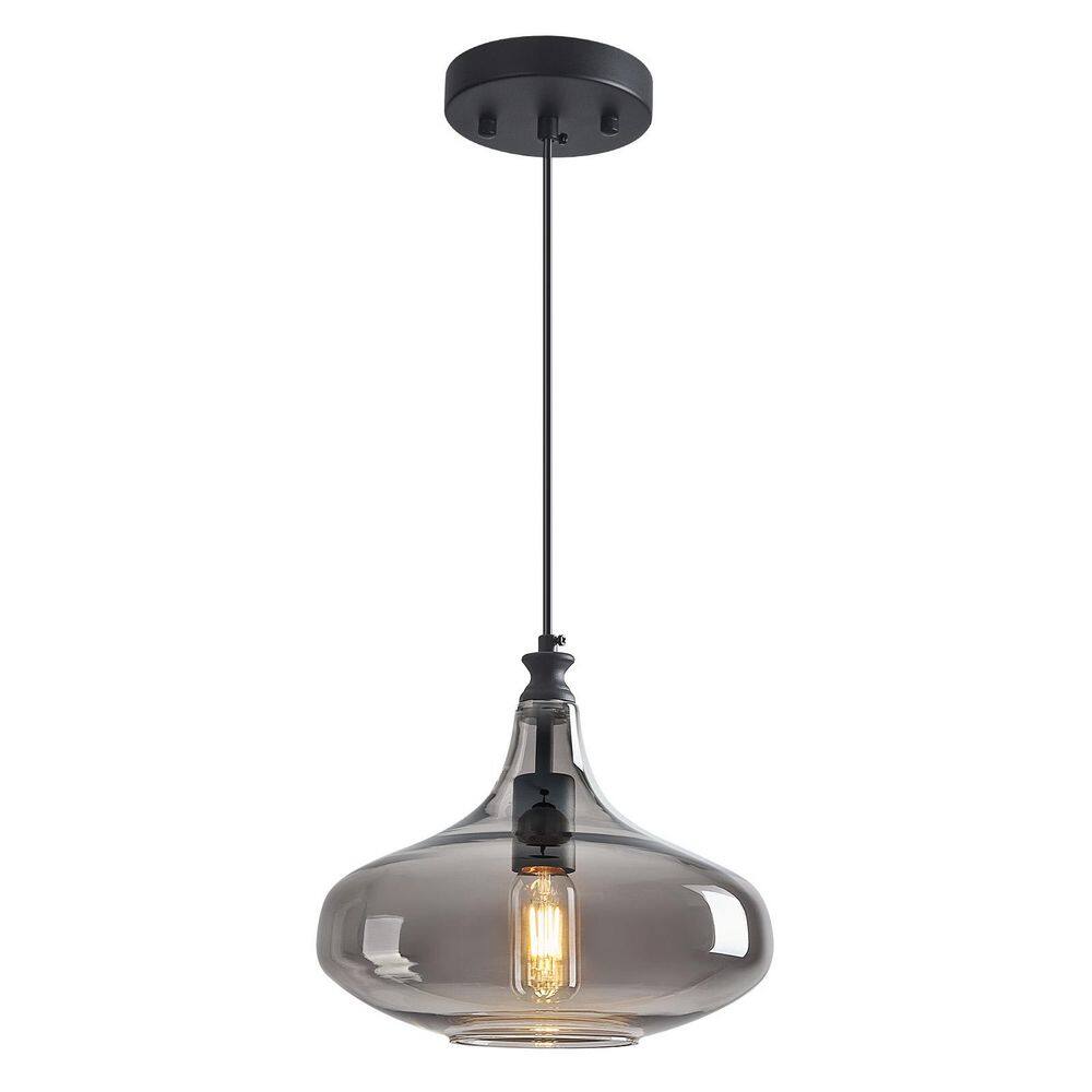 Home Lighting 10.63 in. 60 Watts 1Light Black-Grey Modern Glass Pendant Light Farmhouse for Kitchen, 1Pack price history on PriceWatchPro