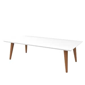 Utopia 41 in. White Gloss Large Rectangle Wood Coffee Table with Splayed Legs