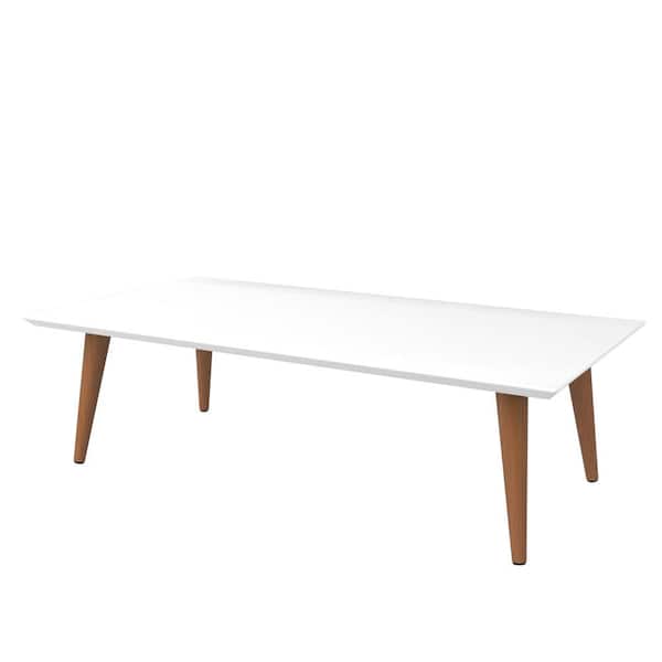 Manhattan Comfort Utopia 41 in. White Gloss Large Rectangle Wood Coffee Table with Splayed Legs