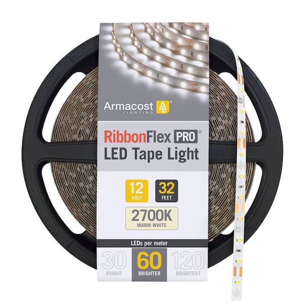 Armacost Lighting RibbonFlex Pro 32.8 ft. 12-Volt White Tape Strip Light 60 LEDs/m Soft White (2700K)