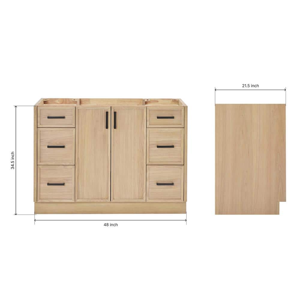 Kelly 48 Inch Oak Single Bathroom Vanity Base with Drawers