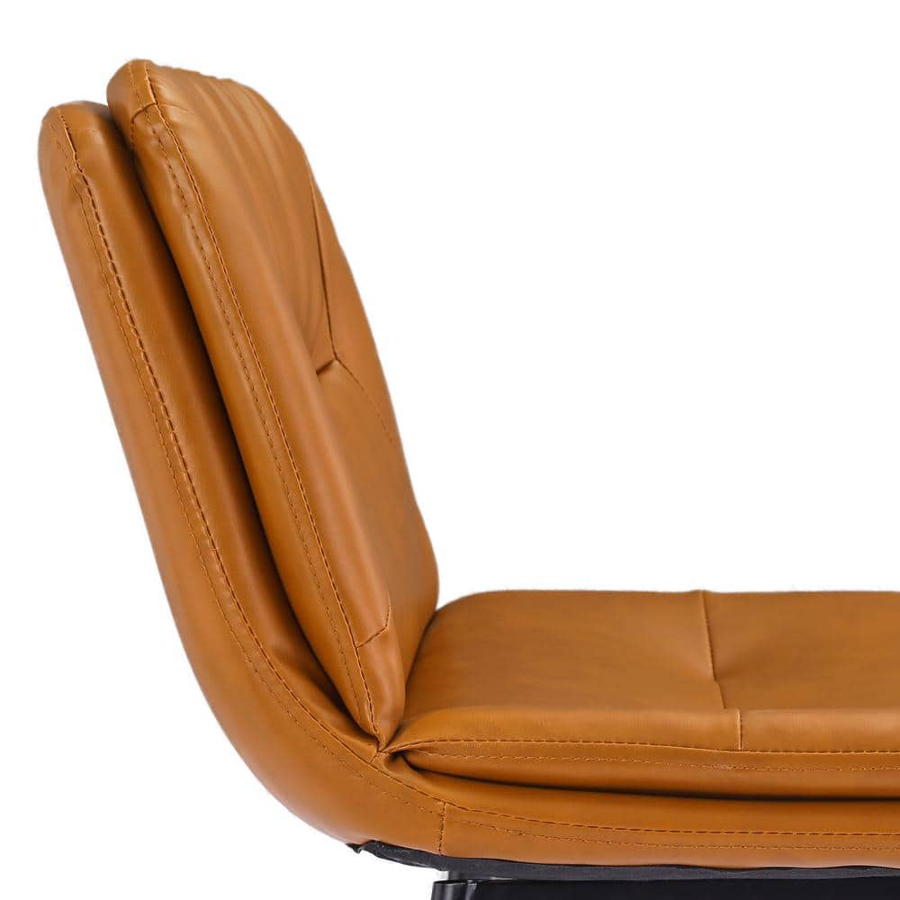 Whiskey Brown Faux Leather Counter Stools with Metal Legs, Set of 4