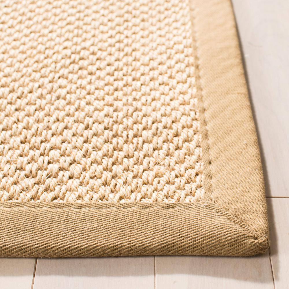 Maize and Linen Natural Fiber Runner Rug with Cotton Border