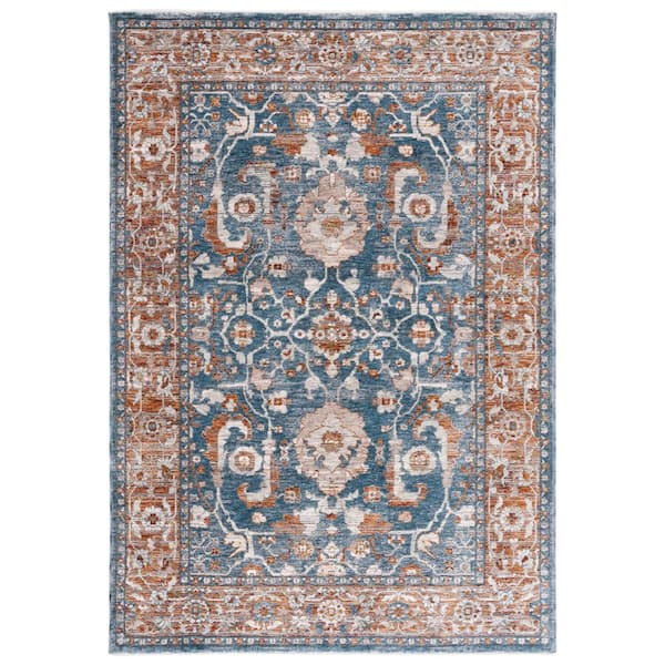 SAFAVIEH Heirloom 4 ft. x 6 ft. Blue/Rust Distressed Ornate Area Rug